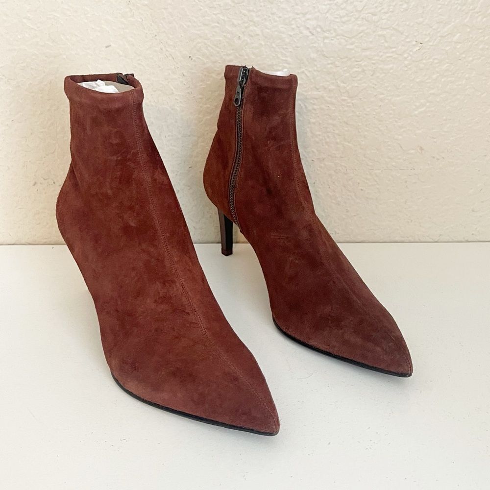 Rag & Bone Beha Stretch Boot Pointy Stiletto Ankle Boot Mahogany Suede 11/41 NIB - Picture 5 of 17